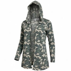 Nicole Miller Linen Hooded Camo 
Open Front Duster Cardigan Size S GUC!